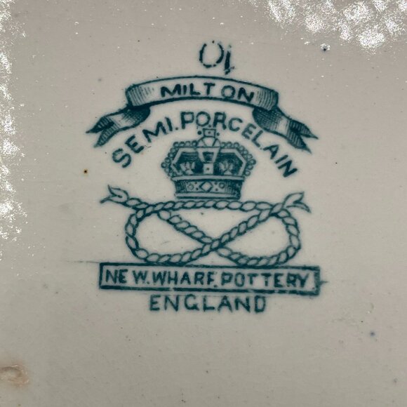 ANTIQUE New Wharf Pottery Covered Vegetable Dish Transfer Ware 1878-1894 - Picture 9 of 13